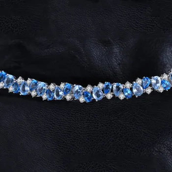JewelryPalace Luksus 23ct Multi London Blå Topaz Link Tennis Armbånd Ægte 925 Sterling Sølv smykker Til Kvinder Party Gave