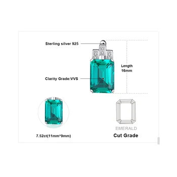JewelryPalace Luksus 7.6 ct Nano russiske Simuleret Emerald 925 Sterling Sølv clips øreringe gave til mowen hot salg