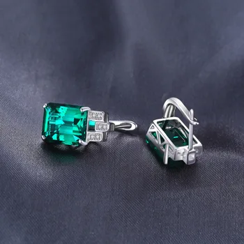 JewelryPalace Luksus 7.6 ct Nano russiske Simuleret Emerald 925 Sterling Sølv clips øreringe gave til mowen hot salg