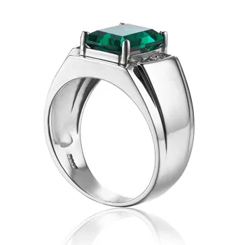 Jewelrypalace Massiv 925 Sterling Sliver Mænd Luksus 2.7 ct Skabt Smaragd-Årsdagen Vielsesring Ægte Fine Smykker