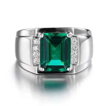Jewelrypalace Massiv 925 Sterling Sliver Mænd Luksus 2.7 ct Skabt Smaragd-Årsdagen Vielsesring Ægte Fine Smykker
