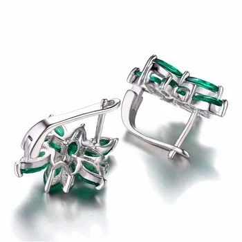 JewelryPalace Massiv 925 Sterling Sølv Blomst 2.5 ct Skabt Grønne Smaragd Clip-On Øreringe til Kvinder Fine Smykker
