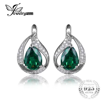 JewelryPalace Massiv 925 Sterling Sølv Charm Dråbe Vand 1.7 ct Skabt Emerald Klip Øreringe Hot Salg for Kvinder Fine Smykker