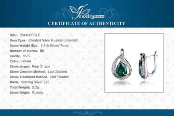 JewelryPalace Massiv 925 Sterling Sølv Charm Dråbe Vand 1.7 ct Skabt Emerald Klip Øreringe Hot Salg for Kvinder Fine Smykker