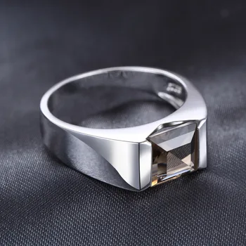 Jewelrypalace Mænd ' s Square 2.2 ct Ægte Røget Kvarts Ring 925 Sterling Sølv Ring For Mænd Fashion Tilbehør