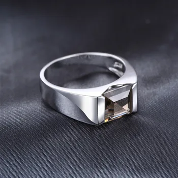 JewelryPalace Mænd ' s Square 2.2 ct Ægte Smoky Quartz Vielsesring Ægte 925 Sterling Sølv, med Nye Mode, Fine Smykker
