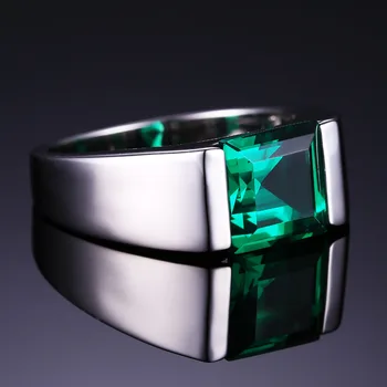 JewelryPalace Nano Russiske Grønne Skabt Smaragd Ring For Mænd Massiv 925 Sterling Sliver Smykker Engagement Ring For Mænd