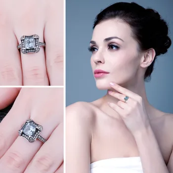 JewelryPalace Retro 1.8 ct Naturlige Himlen Blå Topas Halo-Ring Til Kvinde Ægte 925 Sterling Sølv Ring, Bryllup Fine Smykker