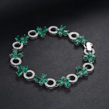 JewelryPalace Sommerfugl Form 6.8 ct Skabt Emerald Tennis Armbånd Til Kvinder 925 Sterling Sølv Smykker, Fine Smykker Gave