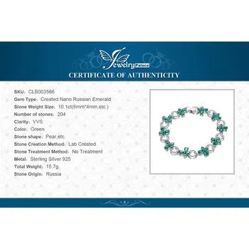 JewelryPalace Sommerfugl Form 6.8 ct Skabt Emerald Tennis Armbånd Til Kvinder 925 Sterling Sølv Smykker, Fine Smykker Gave