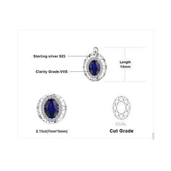 JewelryPalace Unikke Design 2.4 ct Skabt Blå Safir Clip-On Øreringe af 925 Sterling Sølv af Høj Kvalitet 2018 Nye Mode