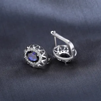 JewelryPalace Unikke Design 2.4 ct Skabt Blå Safir Clip-On Øreringe af 925 Sterling Sølv af Høj Kvalitet 2018 Nye Mode