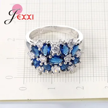 JEXXI Charme Luksus Cubic Zircon Ringe Til Kvinder, Bryllup, Engagement, Smykker, Sterling Sølv Forslag Finere Ring