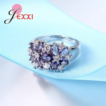 JEXXI Charme Luksus Cubic Zircon Ringe Til Kvinder, Bryllup, Engagement, Smykker, Sterling Sølv Forslag Finere Ring
