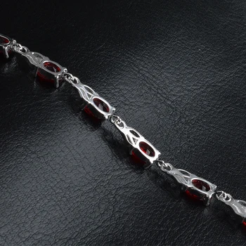 JEXXI Charms Mode Stemplet 925 Sølv Kæde Ovale Skinnende Rød Cubic Zirconia Sten armbånd Armbånd Bedste Gaver til Damer