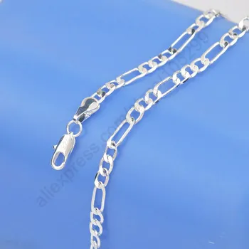 JEXXI Et Stykke Detailhandel 16-24Inch Mode 925 Sterling Sølv Flot Figaro Kæde Halskæde Smykker Passer Til Mand, Kvinde, 4mm