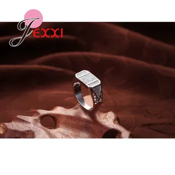 JEXXI Hvide Zircon Rhinestone Kvinder 925 Rustfrit Sterling Sølv Ring Mode Geometriske Klip Smykker Engagement Party Gave