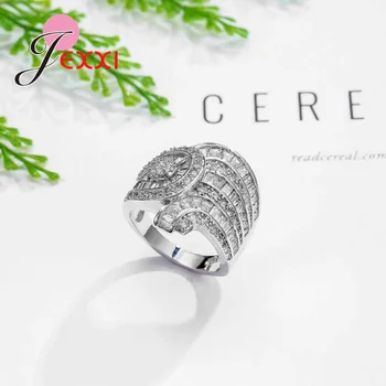 JEXXI Høj Kvalitet, Helt Ny Trendy Geometriske Ring Kvinder 925 Sterling Sølv Ring Engros Cubic Zircon Kvindelige Anillos