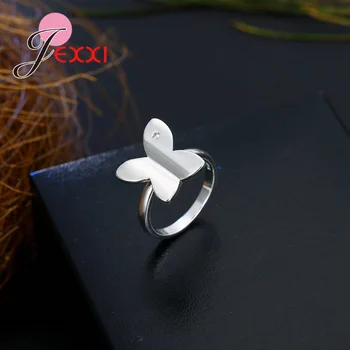 JEXXI Kreative Nyt Design, Enkle Impressionistiske Butterfly 925 Sterling Sølv Ring Med Hvide Cubic Zirconia Smykker Gave