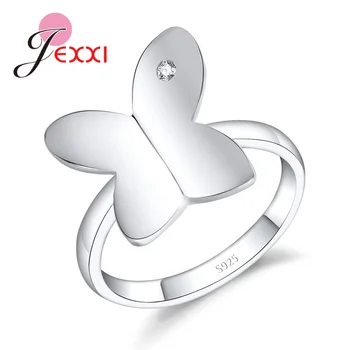 JEXXI Kreative Nyt Design, Enkle Impressionistiske Butterfly 925 Sterling Sølv Ring Med Hvide Cubic Zirconia Smykker Gave