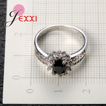 JEXXI Luksus Sort Qnyx 925 Sterling Sølv Dobbelt Finger Ring For Kvinder Med Brolagte Micro AAA Cubic Zircon Smykker Engros