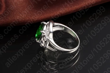 JEXXI Mode Grønne Cubic Zircon 925 Sterling Sølv Krystal Ringe Brude Bryllup Smykker Engagement Ring For Kvinder Gave