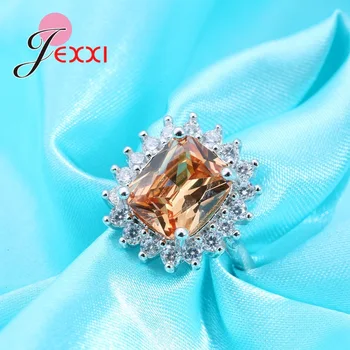 JEXXI Mode Nye Orange Crystal Ringe Til Kvinder 925 Sterling Sølv CZ Zircon Kærlighed Bryllup, Engagement Ring Lindo Aneis Bijoux