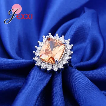 JEXXI Mode Nye Orange Crystal Ringe Til Kvinder 925 Sterling Sølv CZ Zircon Kærlighed Bryllup, Engagement Ring Lindo Aneis Bijoux