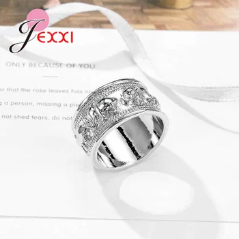 JEXXI Nye Punk Tendy 925 Splint Ring For Elsker Vintage Engagement Elefant Form Stål Ring for Mænd & Kvinder herren Bryllup