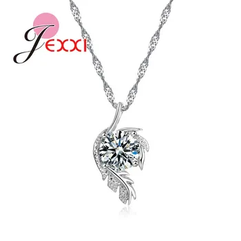 JEXXI Smukke Kvinder Smykker Mode Fødselsdag Gave Rustfrit Sølv Kæde bladform Klar Krystal Halskæde For Kæreste
