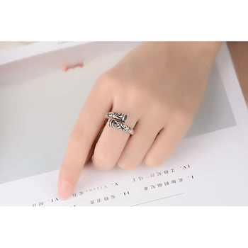JEXXI Stor Forfremmelse Vintage Ringe Til Kvinder 925 Sterling Sølv Åbning Justerbar Finger Ringe, Smykker Fashion Party Tilbehør