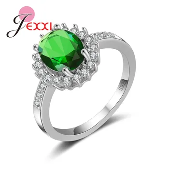 JEXXI Stor Solsikke Form Smukke Kvinder Engagement 925 Sterling Sølv Ringe Klart Rhinestone Kvindelige Daglige Mode Smykker