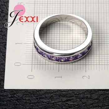 JEXXI Størrelse 7/8/9 Nye Brand Fine Lilla Krystal Ring 925 Sterling Sølv Smykker Charme Fest, Bryllup, Engagement Ringe