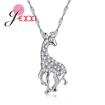 JEXXI Søde Giraf Design Piger Cubic Zircon Halskæde Julegave 925 Sterling Sølv Dyr Collier Vedhæng Smykker
