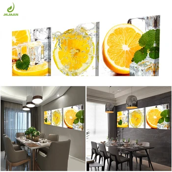 JHLJIAJUN Lærred Maleri 3stk Restaurant Halvdelen Orange Frugter Wall Art Moderne Modulære Billeder Om Til Køkken Indretning Plakat