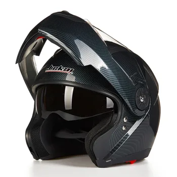 JIEKAI Motorcykel hjelme Dobbelt Visir Carbon fiber Moto Casco Modulære Flip Op hjelm DOT godkendt 115 Racing Motocross hjelme