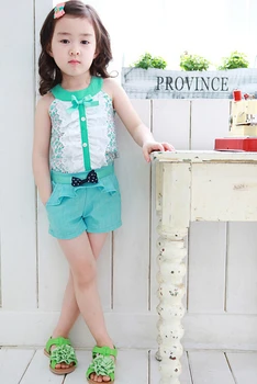 [Jilly] sommer stil baby pige kids tøj bue prinsesse sæt tøj piger, tøj til børn tøj mode 3-11Age Hot