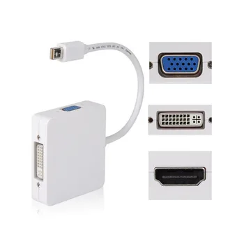 JINCHI 3 in1 Thunderbolt Mini DP Displayport til HDMI-DVI-VGA Adapter Kabel til MacBook Pro