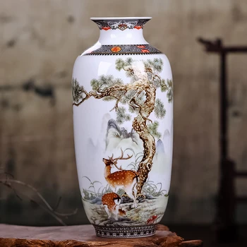 Jingdezhen Keramik Vase Vintage Kinesisk Stil Dyr Vase Fin Glat Overflade, Boligindretning Indretning Artikler