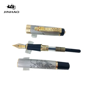 Jinhao Gamle Grå Kinesisk Orientalsk Drage Fountain Pen med Oprindelige Boksen Gratis Fragt