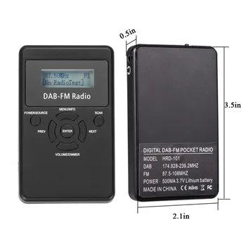 JINSERTA Transportabel DAB+ / FM RDS Radio Lomme Digital DAB Radio Modtager med Genopladeligt Batteri & Øretelefon