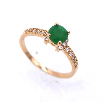 JINYAO Mode Grøn Zircon Guld Farve Finger Ring For Kvinder Charme Luksus Bryllupsdag forlovelsesfest Smykker