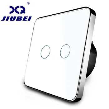 Jiubei Hvid Krystal Glas Skifte Panelet,tryk skift, EU-Standard, 2 Gang 1-Vejs Switch, skifte touch, C702-11/12/13