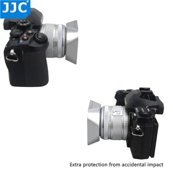 JJC VENSTRE-J40 SORT Vendbar Firkant Lens Hood for Olympus M. ZUIKO DIGITAL 14-42mm 1:3.5-5.6 II R Erstatter Olympus VENSTRE-40 Sort