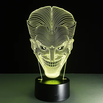 Joker 3D Led Nat Lys Farverige Akryl Batman Jokeren USB-LED bordlampe Kreative Selvmord Trup Action Figur Belysning Toy