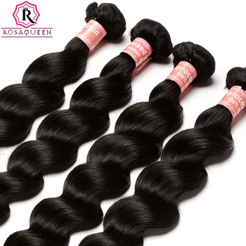 Jomfru Hår, Brazilian Løs Bølge menneskehår Weave Bundter Naturlig Sort Farve 3stk Hair Extension Rosa Queen Hår Produkter