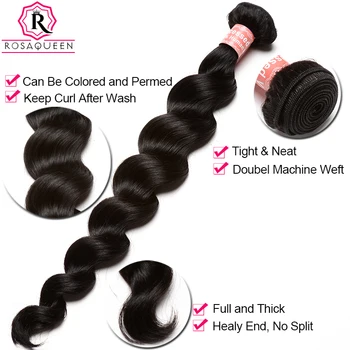 Jomfru Hår, Brazilian Løs Bølge menneskehår Weave Bundter Naturlig Sort Farve 3stk Hair Extension Rosa Queen Hår Produkter