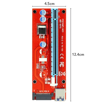 JONSNOW 50stk/masse VER 007S Red PCI-E 1X til 16X Riser Card Extender PCI Express-Adapter 15 bens Professionel SATA Power Supply