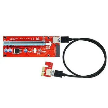 JONSNOW 50stk/masse VER 007S Red PCI-E 1X til 16X Riser Card Extender PCI Express-Adapter 15 bens Professionel SATA Power Supply