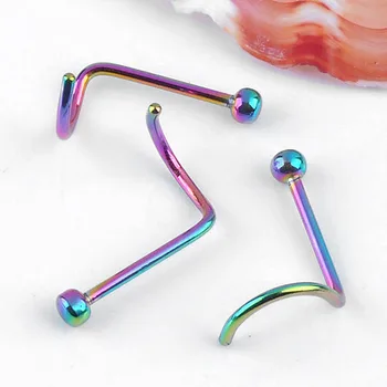 JOVIVI Engros-10stk Næse Septum Piercing Nez Krop Smykker 22g Twist Skruen Har 3 Farver til Rådighed Mode Piercing Smykker